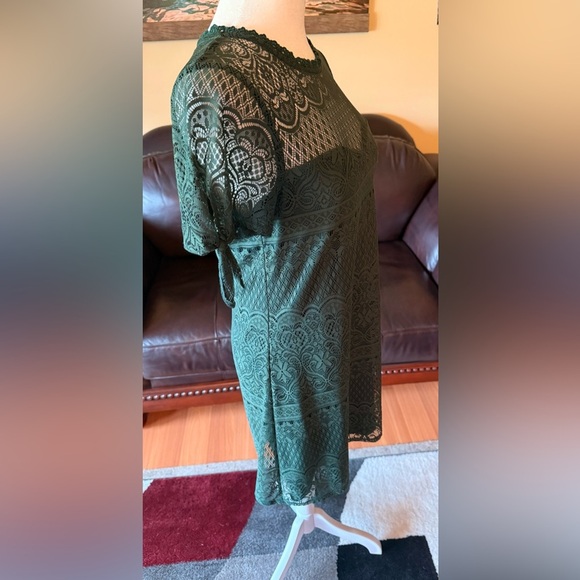 Speechless Forrest Green Women’s Mini Dress Short Sleeves Lined Size Medium - Picture 5 of 16